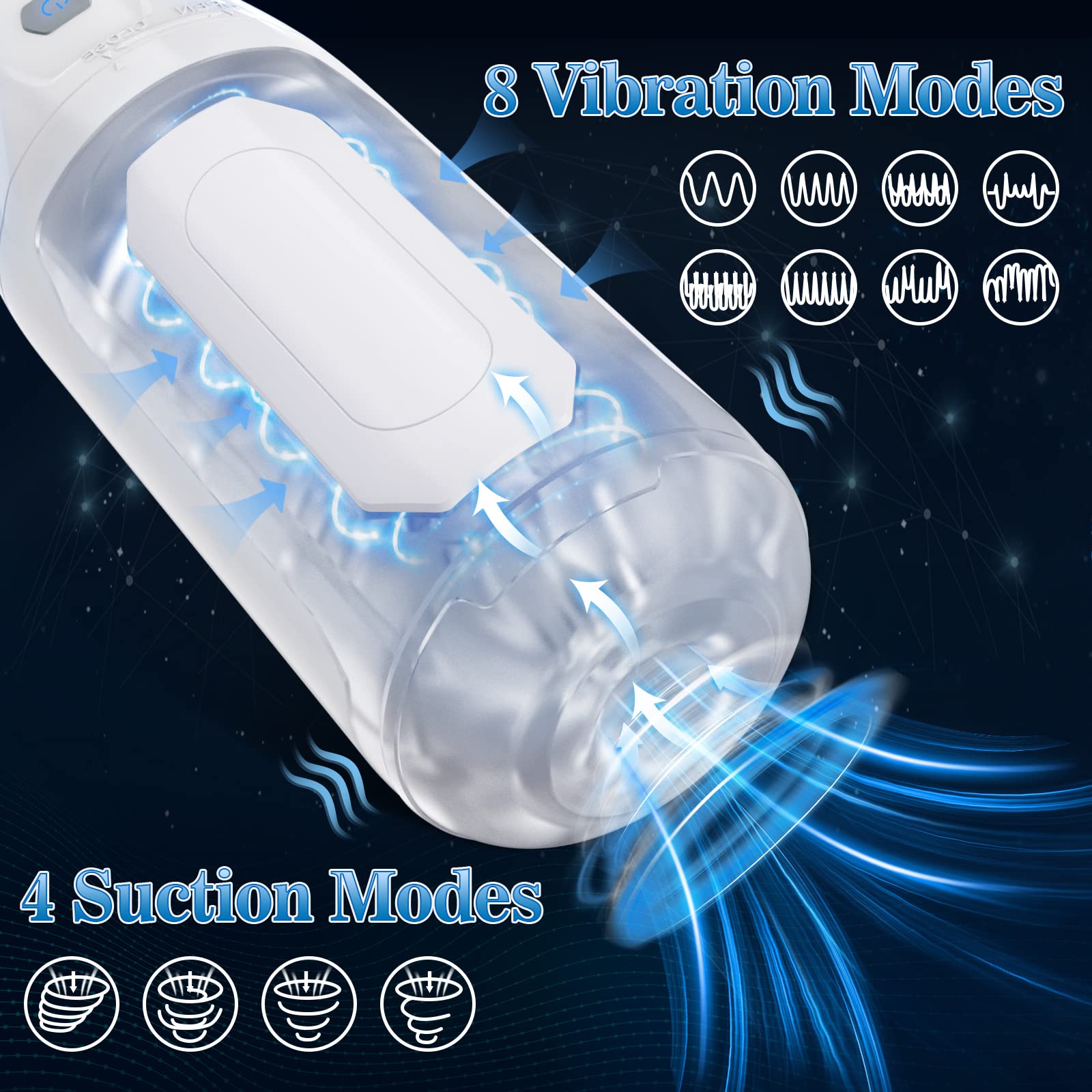 Electric Sucking Male Masturbator Cup Automatic Adult Oral Pocket Pussy Sex Toys with 8 Vibration and 4 Clamp Suction Modes for Penis Stimulation