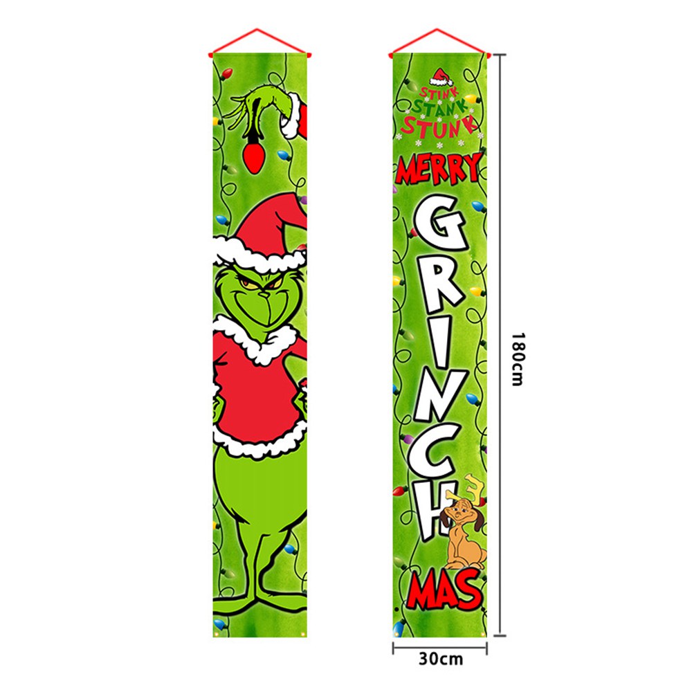 Grinch Christmas Decorations Grinch Porch Sign Door Banner Merry Grinchmas