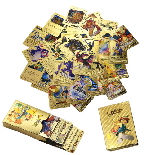 Pokemon Gold Cards Foil Gold Playing Card Vmax Gx Series 55PCS Cards 5pcs Set