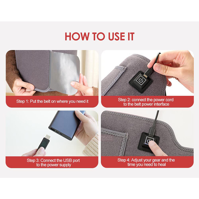 (Grey) 105 LEDs Red＆Infrared Light Therapy Belt 850nm 660nm Back Pain Relief Burn Fat Wrap Slimming Machine Waist Heat Pad Full Body