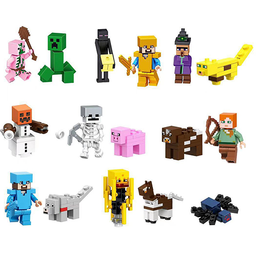 Minecraft Minifigure Building Blocks Kids Mini Toys Cake Toppers Cake Decorations Happy Birthday Topper for NTN Game Cupcake Decor 16pcs Set Fit Lego
