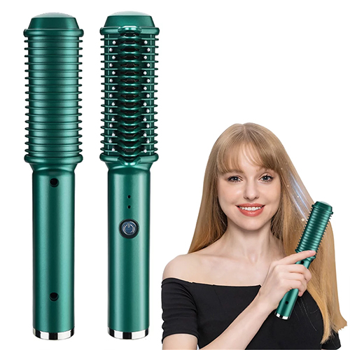 Hair Straightener Anti-scalding Ceramic Hair Curler 2 in 1 Electric Hair Comb Wireless Curling Iron Hair Brush Fast Heating USB Rechargeable
