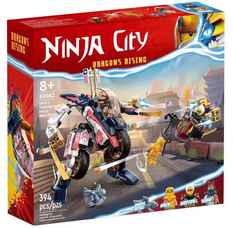 NINJAGO Sora Transforming Mech Bike Racer Building Toys Assembly Block Toys Action Figures for Kids Birthday Gift Compatible with Lego
