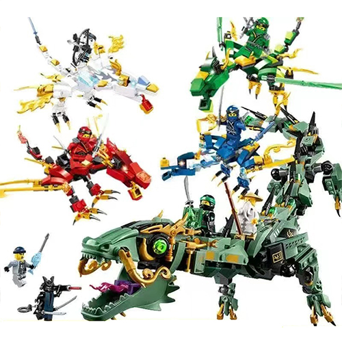 NINJAGO Creative Blocks Ninja Series Flying Mecha Dragon Building Blocks Classic Anime Fiery Dragon Model Bricks Kid Toy Gift Compatible with Lego