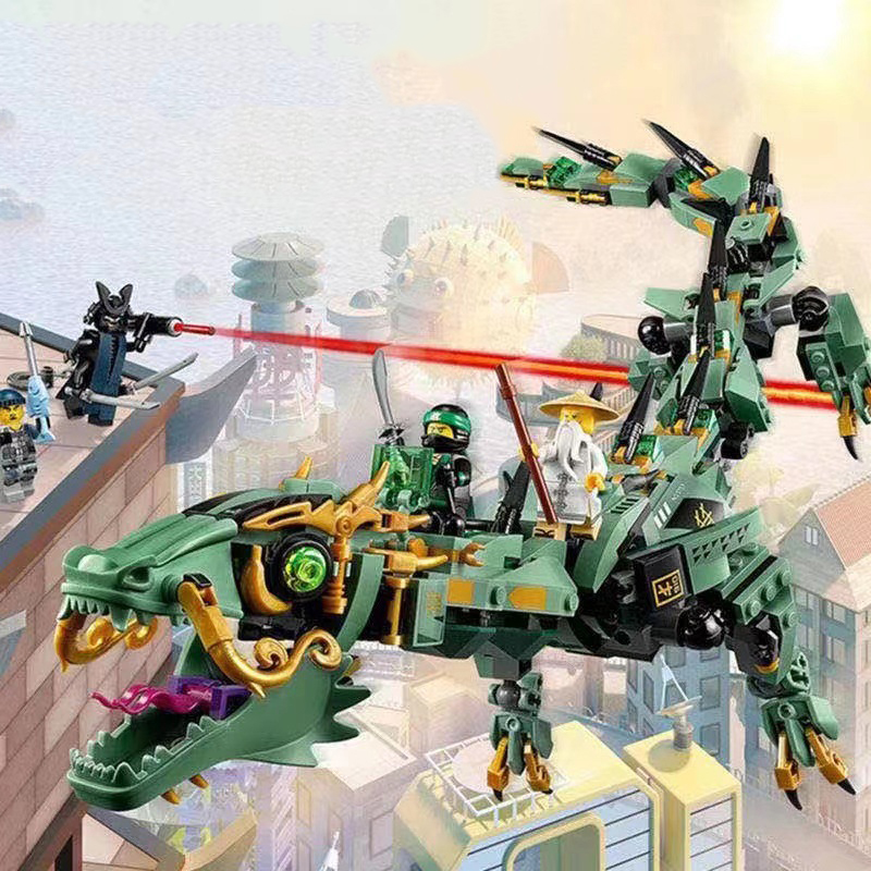Ninjago Movie Green Ninja Mech Dragon Toy Building Blocks Lloyd Flying Toy Model Bricks Kid Toy Gift Compatible with Lego