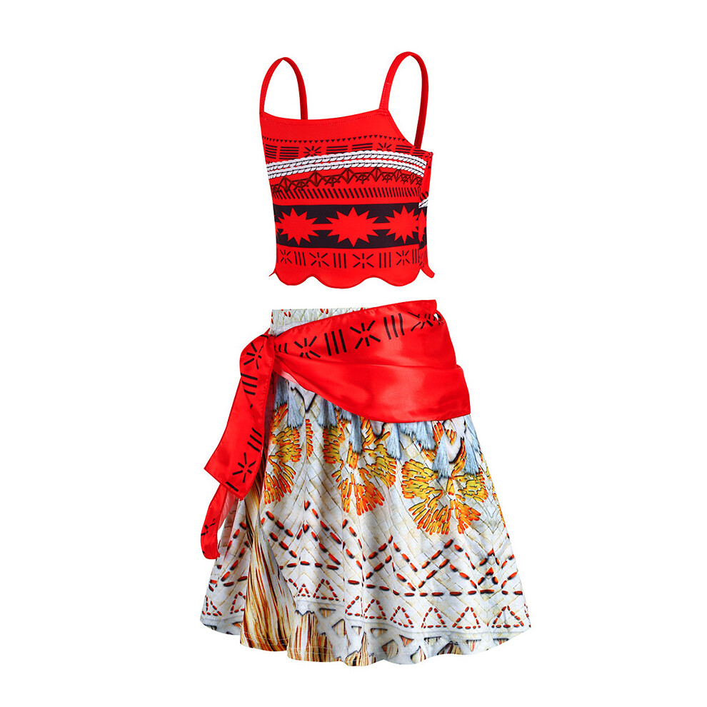 (Size 100) DISNEY Movie Moana Princess Costume Fancy Dress Children Cosplay Hawaiian Kids Girls Halloween Carnival Party Outfits