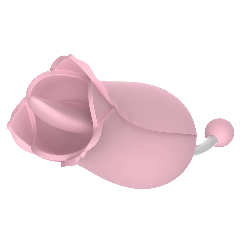 (Pink) Vibrator Female Pussy Clitoris Massager G-spot Stimulator Masturbator Couples Erotic Sex Toys Women Tongue Licking Vibrators Dual Head Rose Shape