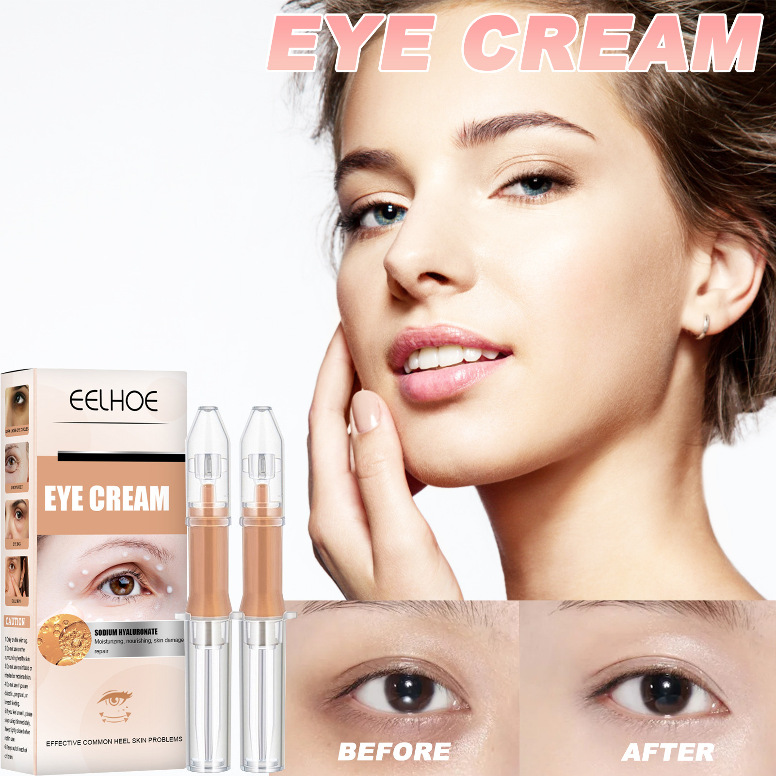 (1PC) Eye Cream Instant Eye Bag Removal Cream Collagen Anti Wrinkle Firming Skin Fade Fine Lines Anti Dark Circle Puffiness Brighten Eye Care Moisturizing and Repairing