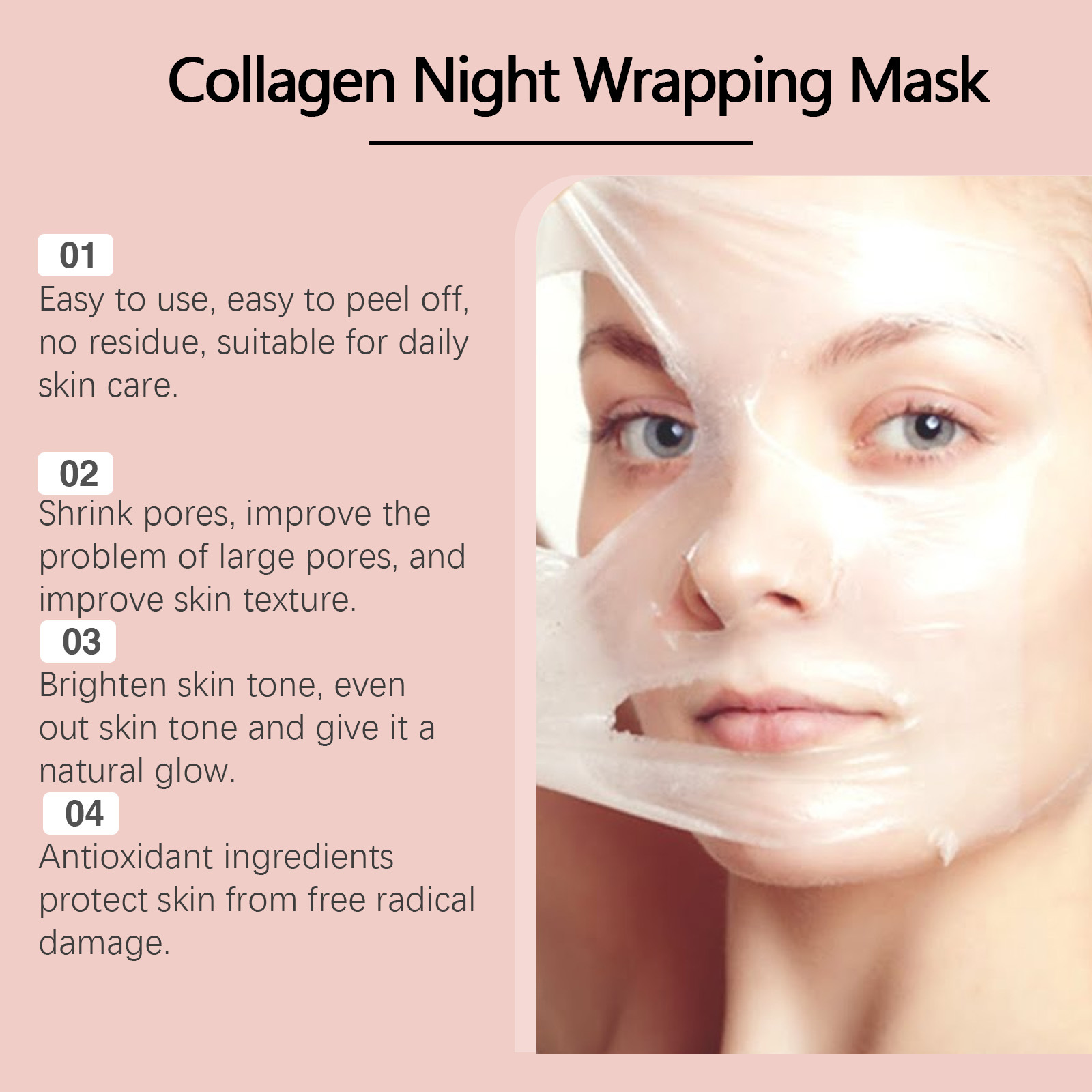 (1 PC) Collagen Exfoliating Mask Peel Off Mask Night Wrapping Mask Firming Mask Daily Facial Skin Care Products Deep Cleansing Peeling Mask Skin Nourishing