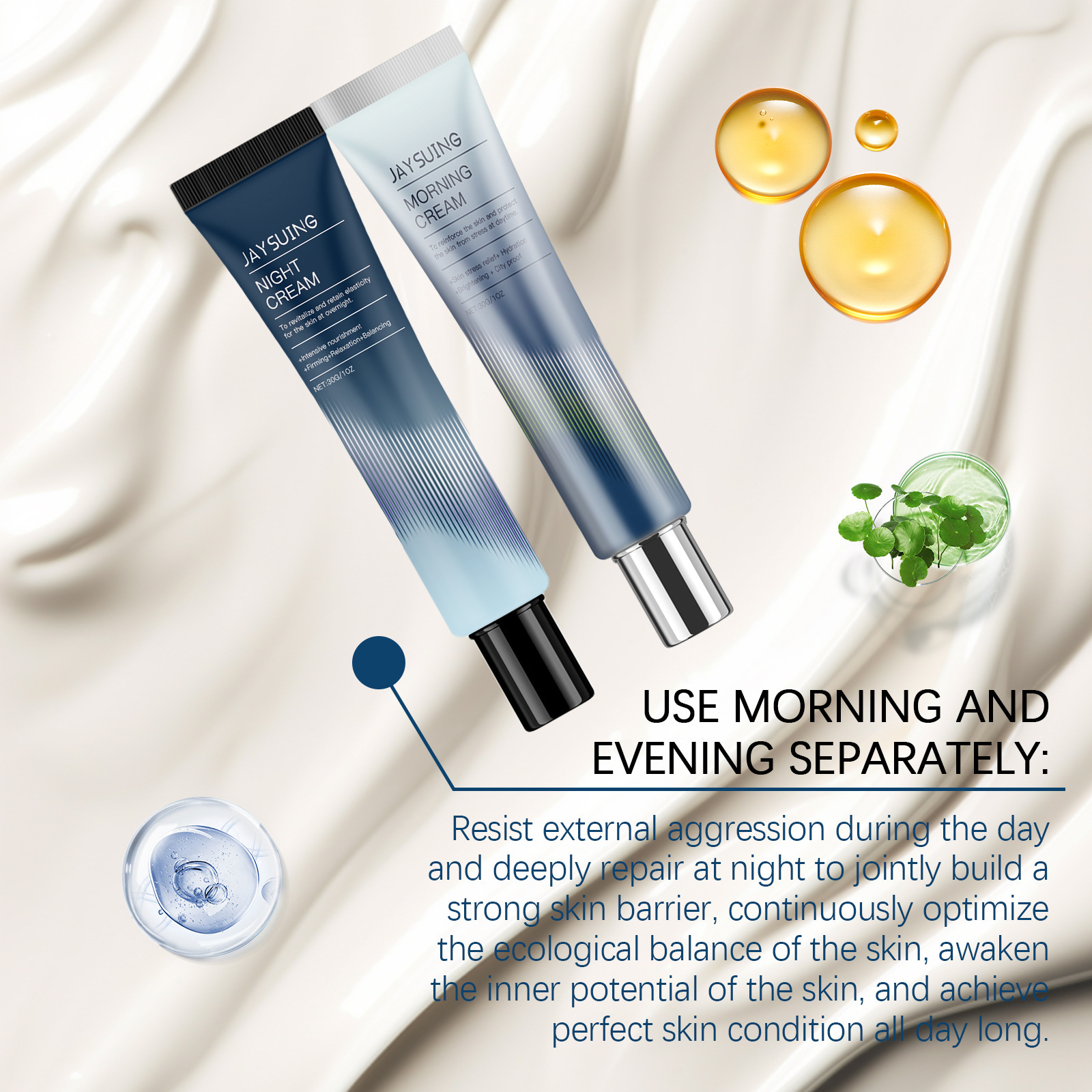 Jaysuing Day Night Cream Sets Shield Cream Moisturizing Skin Evening Cream Nourishing Face Cream Hydrating Firming Repairing Skin Cream