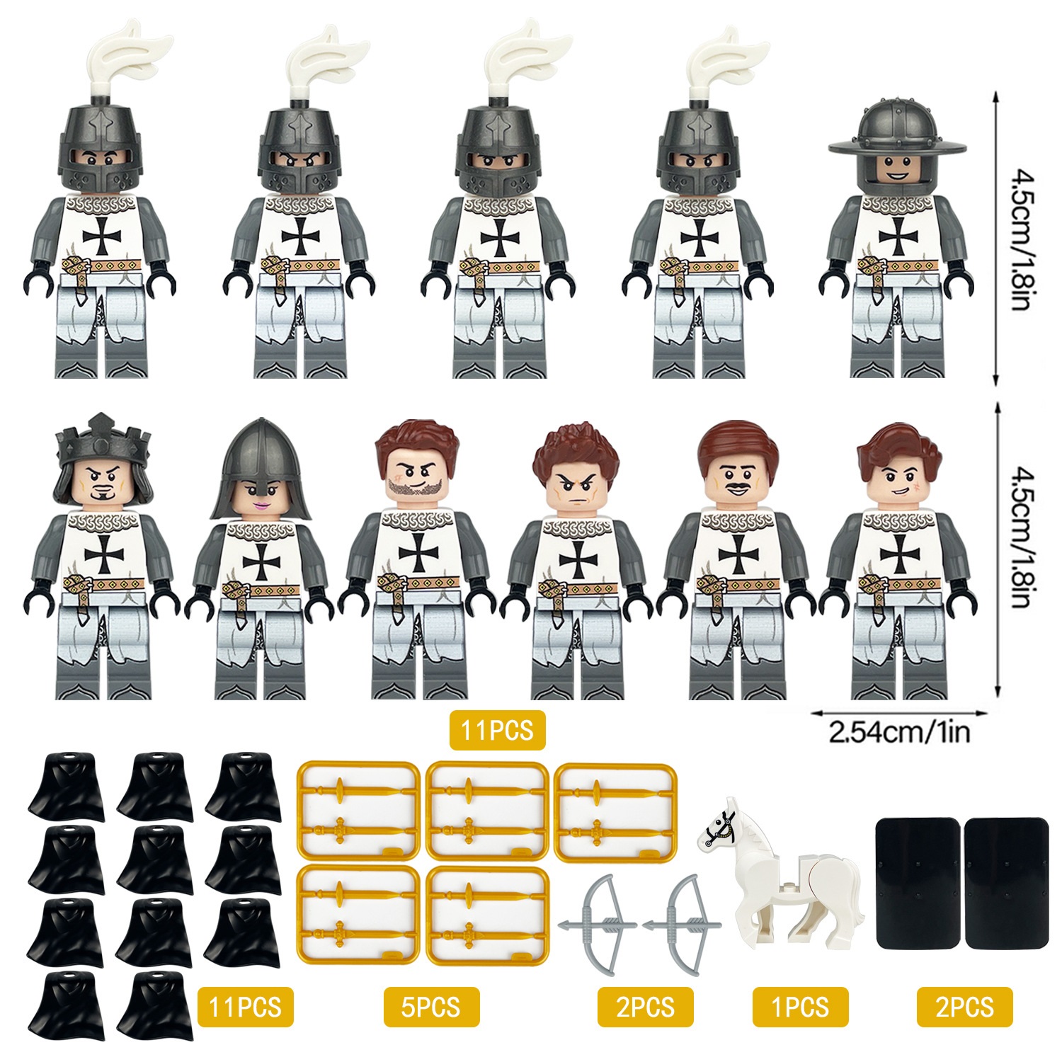 Medieval Trooper Minifigure Building Blocks Toy Soldiers Army Toys Set with Weapons for War Games and Educational Play Smooth Surface