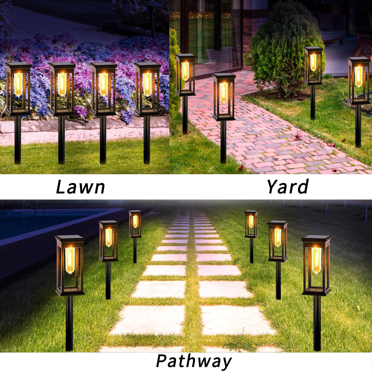 Solar Lights Outdoor Garden 6 Pack Garden Lights Solar Powered Waterproof Auto On Off Warm White Pathway Light Ideal for Lawn