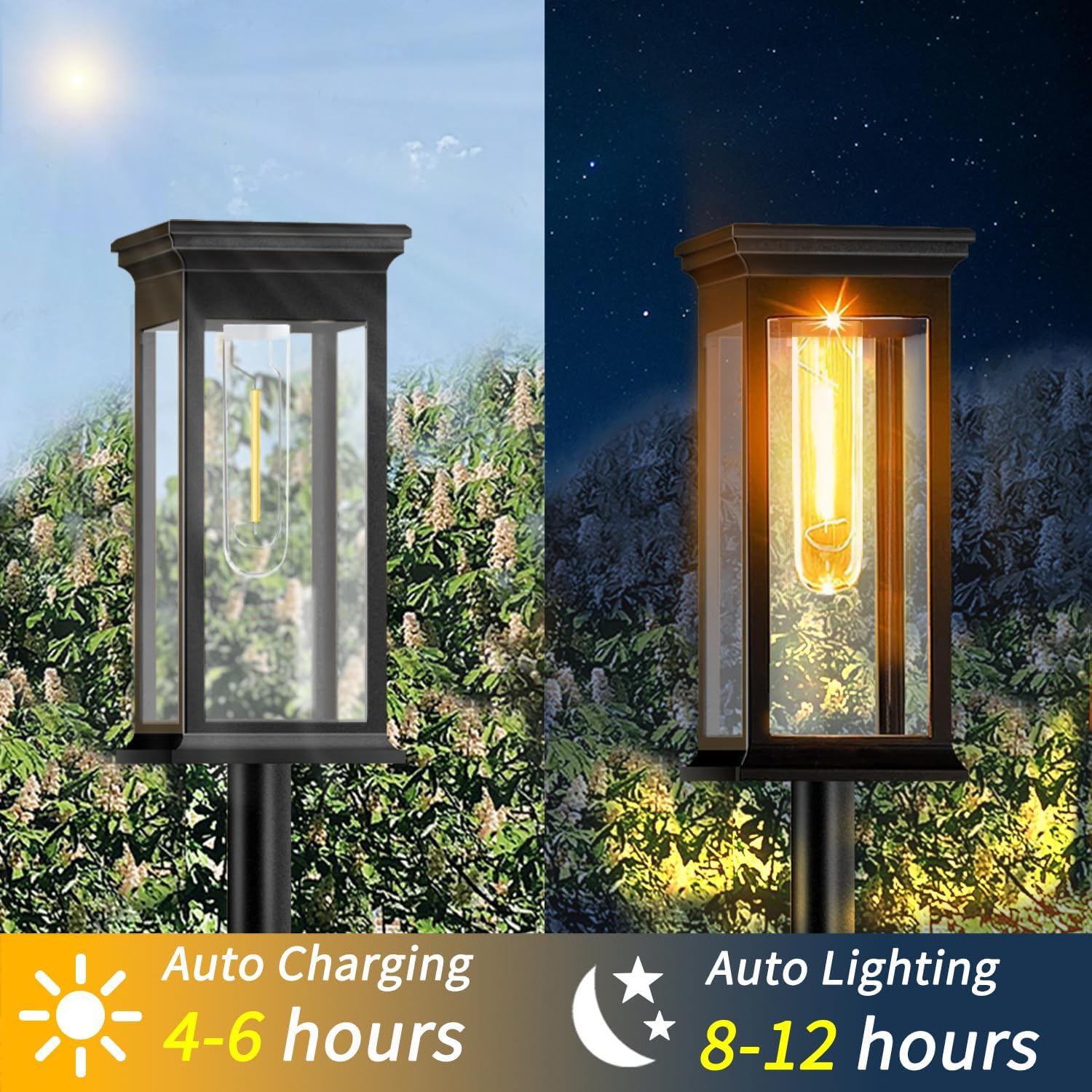 Solar Lights Outdoor Garden 6 Pack Garden Lights Solar Powered Waterproof Auto On Off Warm White Pathway Light Ideal for Lawn
