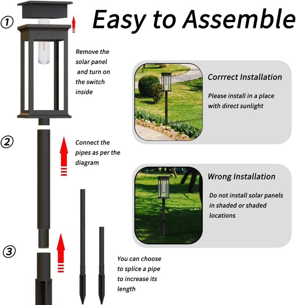 Solar Lights Outdoor Garden 6 Pack Garden Lights Solar Powered Waterproof Auto On Off Warm White Pathway Light Ideal for Lawn
