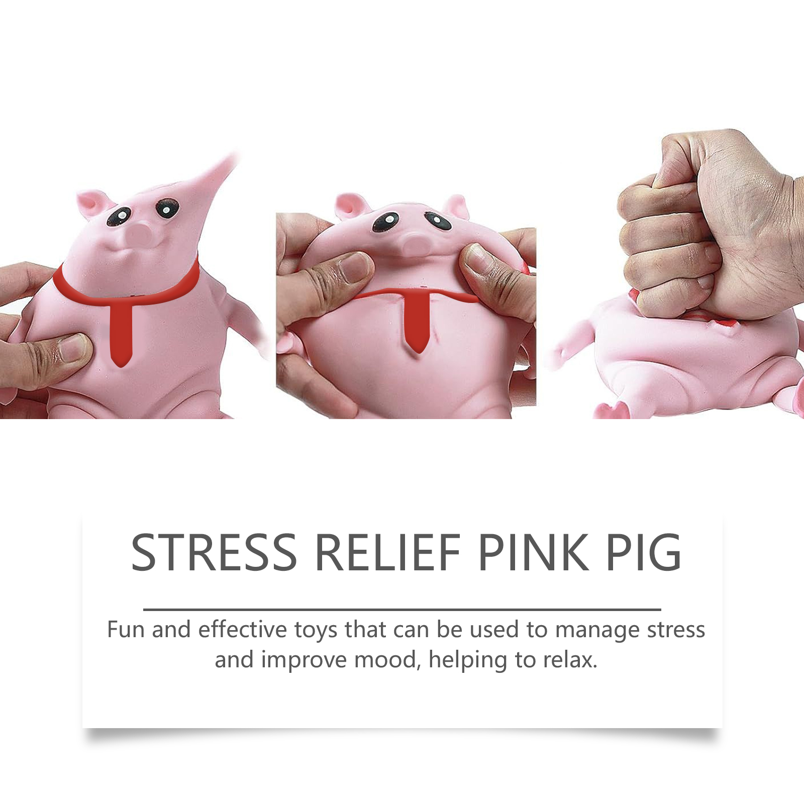 Creative Strange Toy Pig Cartoon Cute Pink La La Pig Toy Vent Pig Whole Person Pinch Music Stress Relief Toy Squeeze Pink Piggy ﻿
