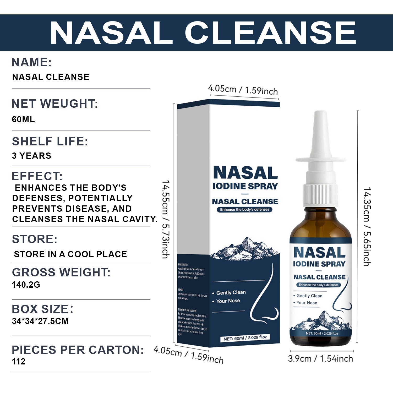 Iodine Nasal Cleanser For Moisturizing Soothing And Daily Nasal Hygiene Care 60ml