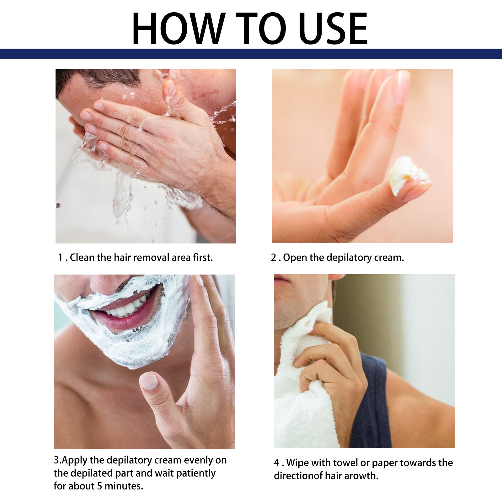 Men Hair Removal Cream For Gentle Chest And Beard Cleansing Soothing Moisturizing Non Irritating Daily Grooming Treatment