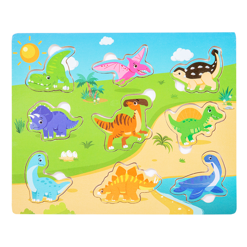 (fruit) Montessori Wooden Puzzles Hand Grab Boards Toys Tangram Jigsaw Baby Educational Toy Cartoon Vehicle Animals Fruits for Kids Gift