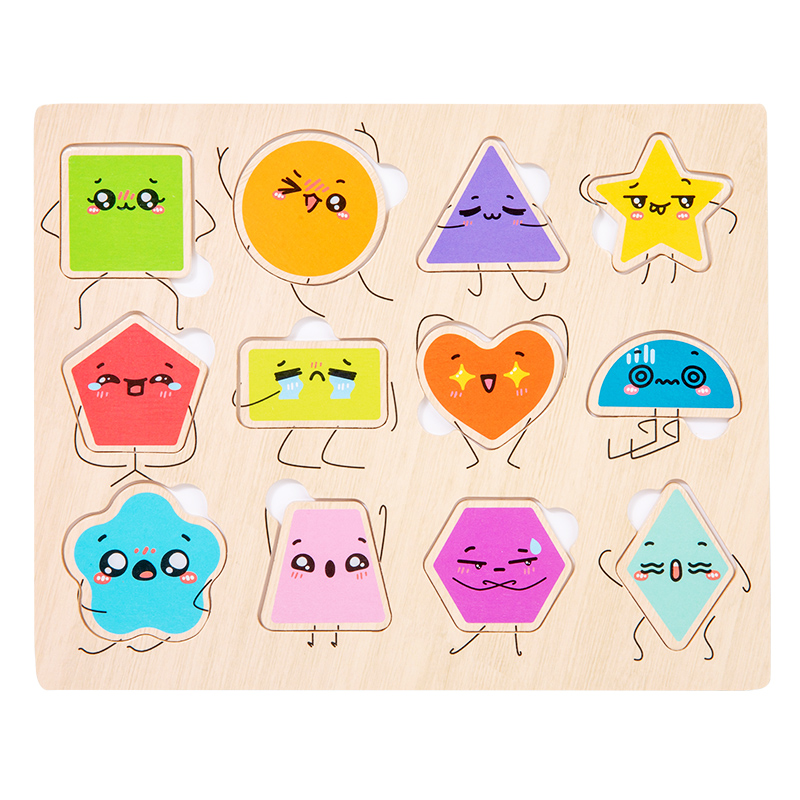 (fruit) Montessori Wooden Puzzles Hand Grab Boards Toys Tangram Jigsaw Baby Educational Toy Cartoon Vehicle Animals Fruits for Kids Gift