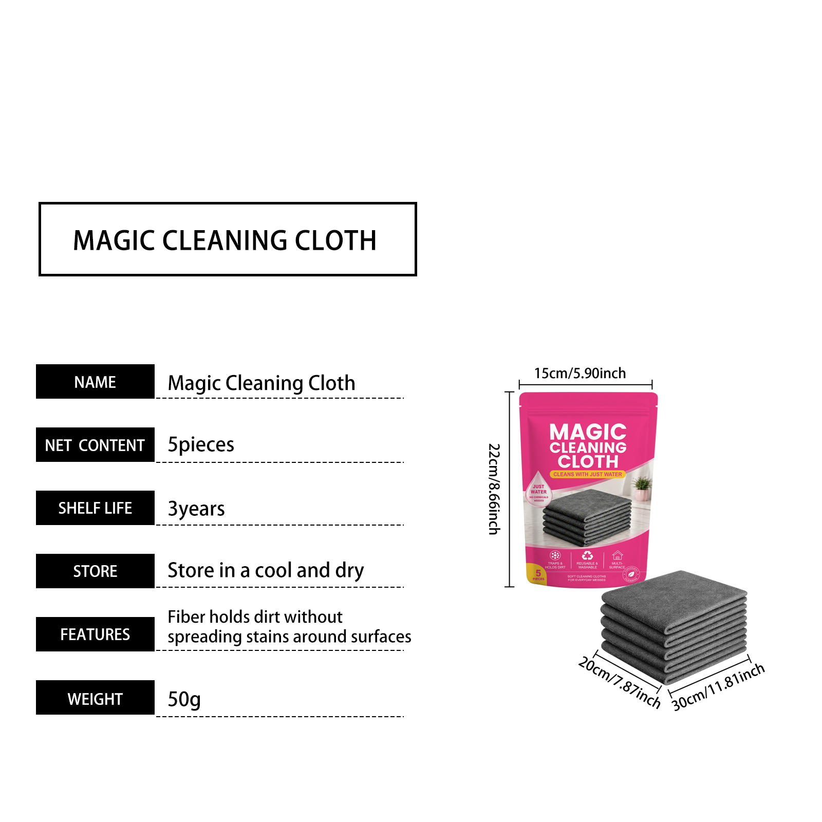 Magic Cleansing Cloth Daily Home Easy Clean Erase Surface Grease Refresh Renew No Trace No Watermark