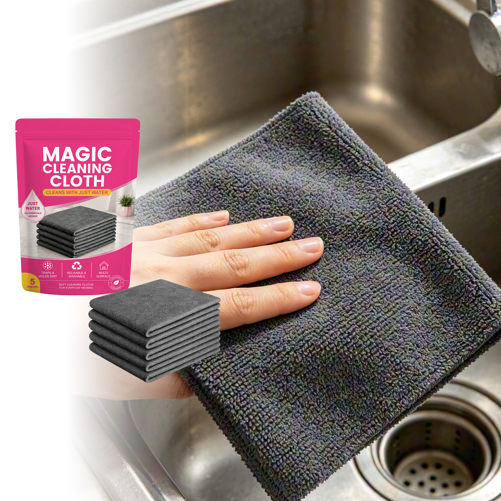 Magic Cleansing Cloth Daily Home Easy Clean Erase Surface Grease Refresh Renew No Trace No Watermark