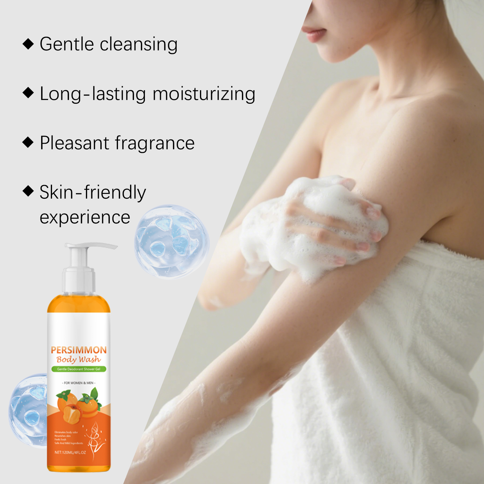 Body Wash Orange Fragrance Mild Cleansing Nourishing Refreshing Moisturizing Skin Care For Human Body