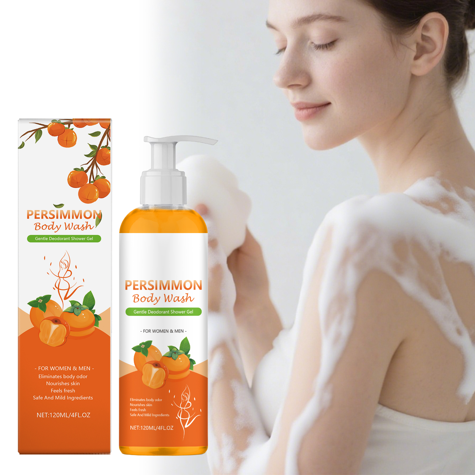 Body Wash Orange Fragrance Mild Cleansing Nourishing Refreshing Moisturizing Skin Care For Human Body