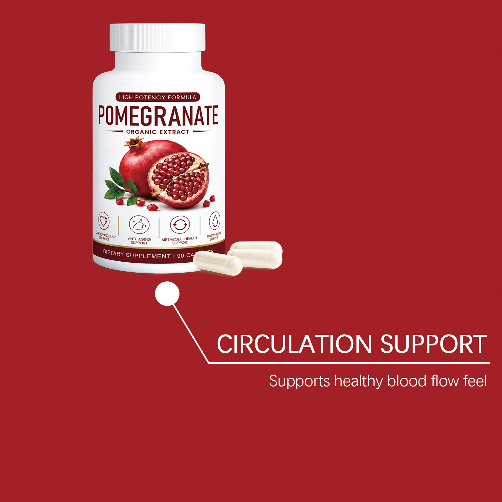 Pomegranate Heart Blood Nutrition Capsules Cardiovascular Balance Antioxidant Support Daily Vitality Blood Circulation Smooth Maintenance