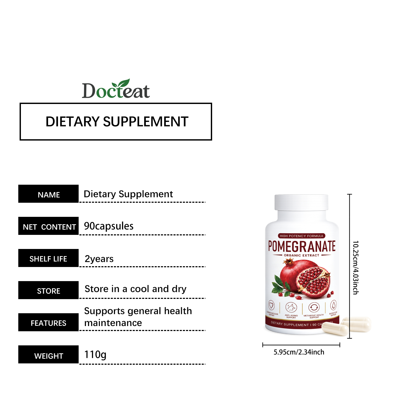 Pomegranate Heart Blood Nutrition Capsules Cardiovascular Balance Antioxidant Support Daily Vitality Blood Circulation Smooth Maintenance