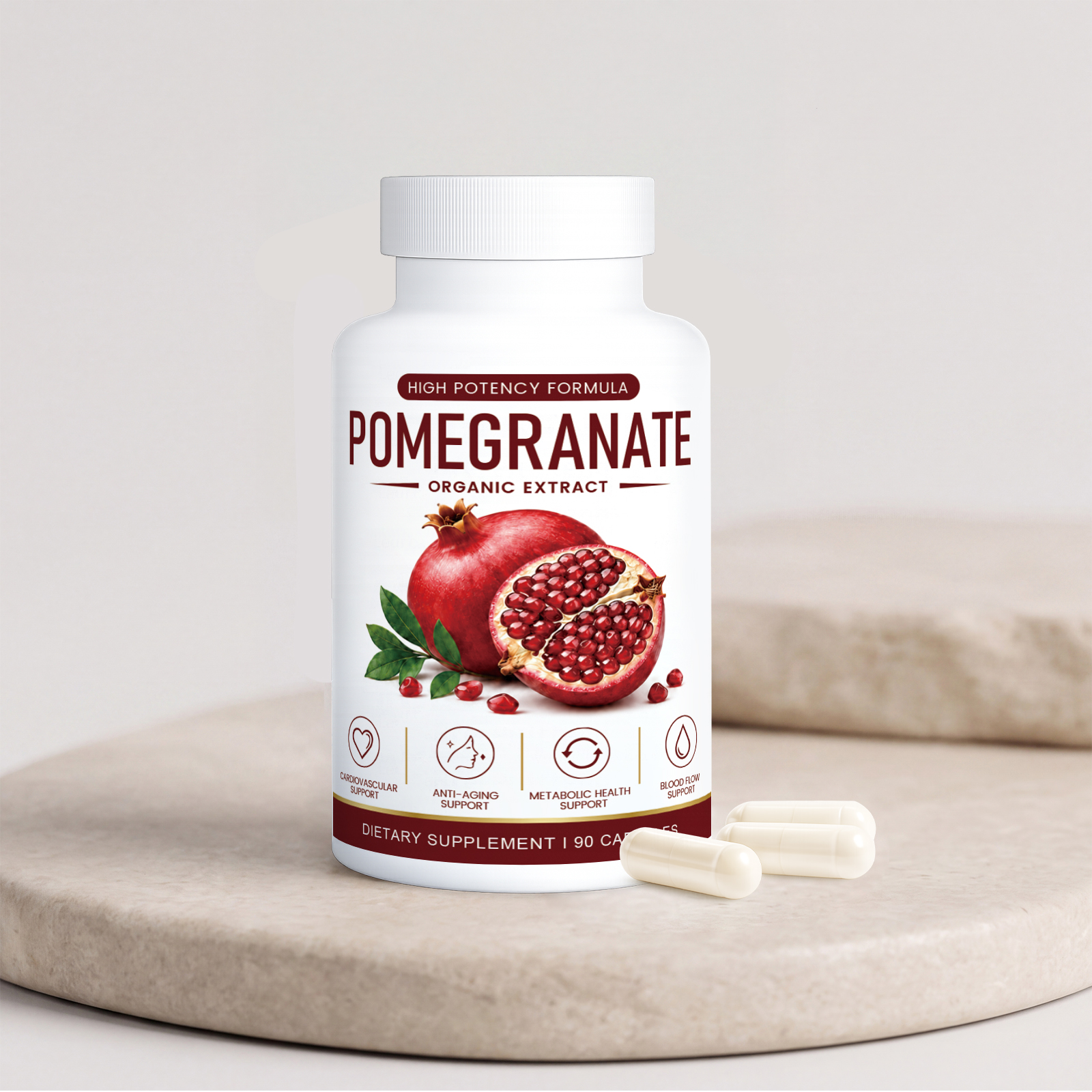 Pomegranate Heart Blood Nutrition Capsules Cardiovascular Balance Antioxidant Support Daily Vitality Blood Circulation Smooth Maintenance