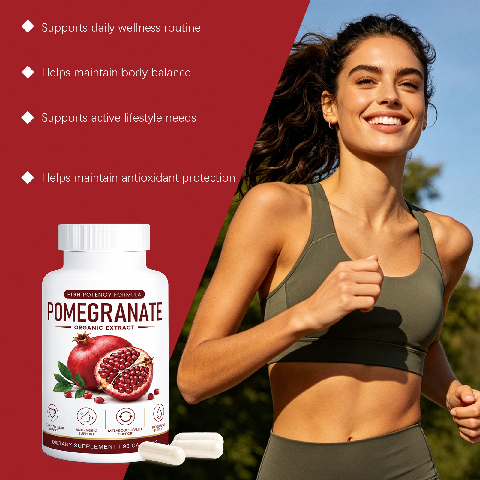 Pomegranate Heart Blood Nutrition Capsules Cardiovascular Balance Antioxidant Support Daily Vitality Blood Circulation Smooth Maintenance