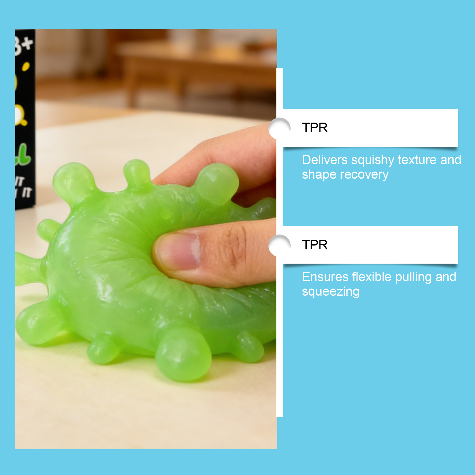 (Blue) Stress Ball Blue Splash Shaped Fun Cute Mini Slow Rebound Soft Non Sticky Portable Healing Sphere