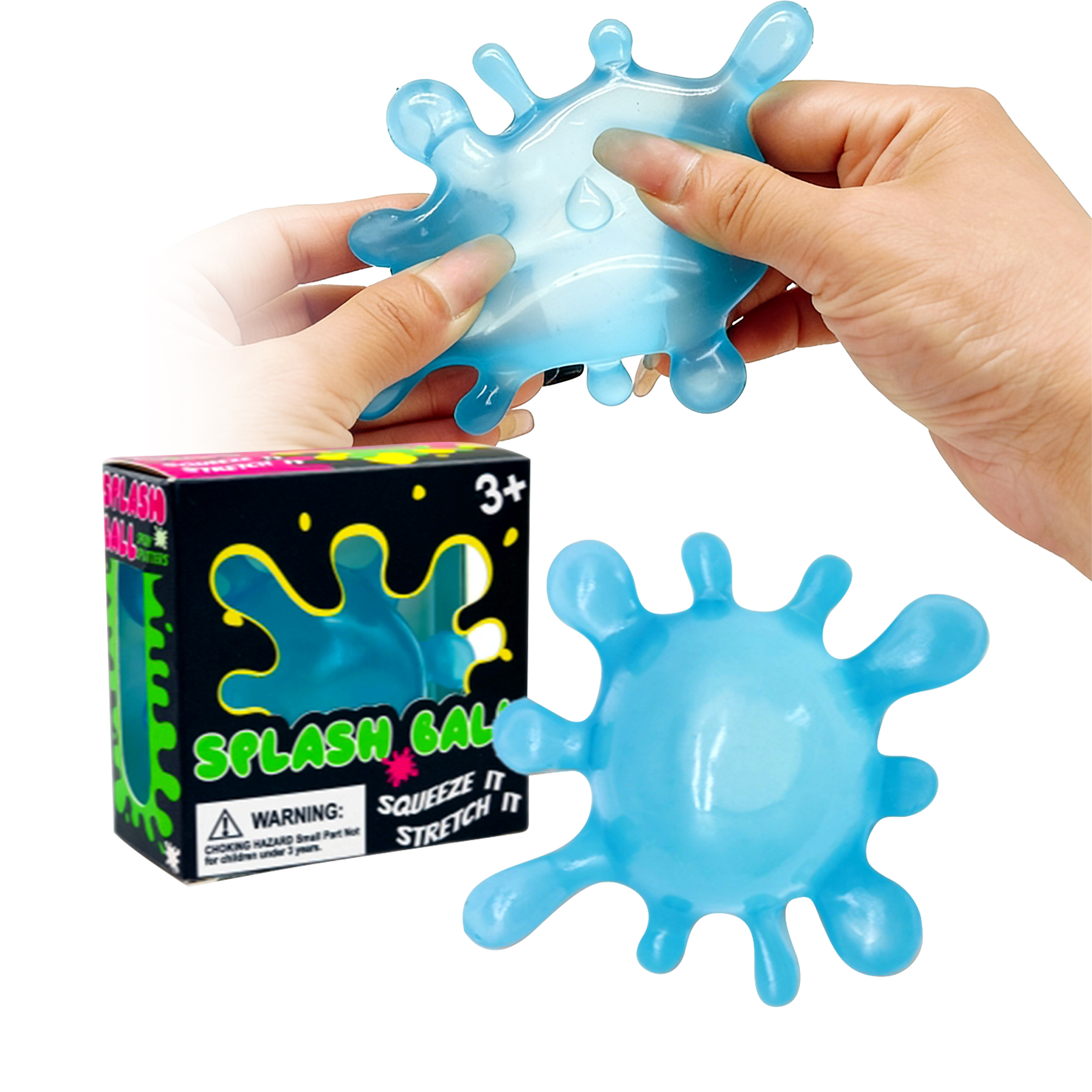(Blue) Stress Ball Blue Splash Shaped Fun Cute Mini Slow Rebound Soft Non Sticky Portable Healing Sphere