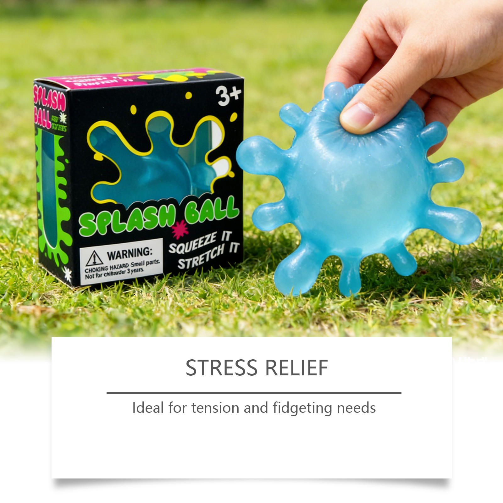 (Blue) Stress Ball Blue Splash Shaped Fun Cute Mini Slow Rebound Soft Non Sticky Portable Healing Sphere