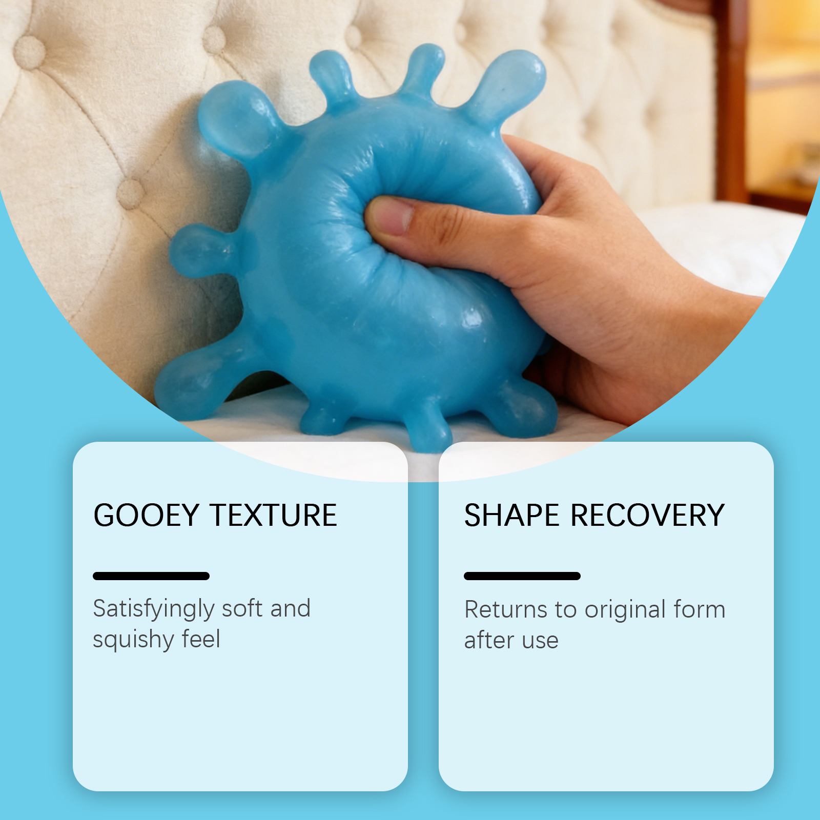 (Blue) Stress Ball Blue Splash Shaped Fun Cute Mini Slow Rebound Soft Non Sticky Portable Healing Sphere