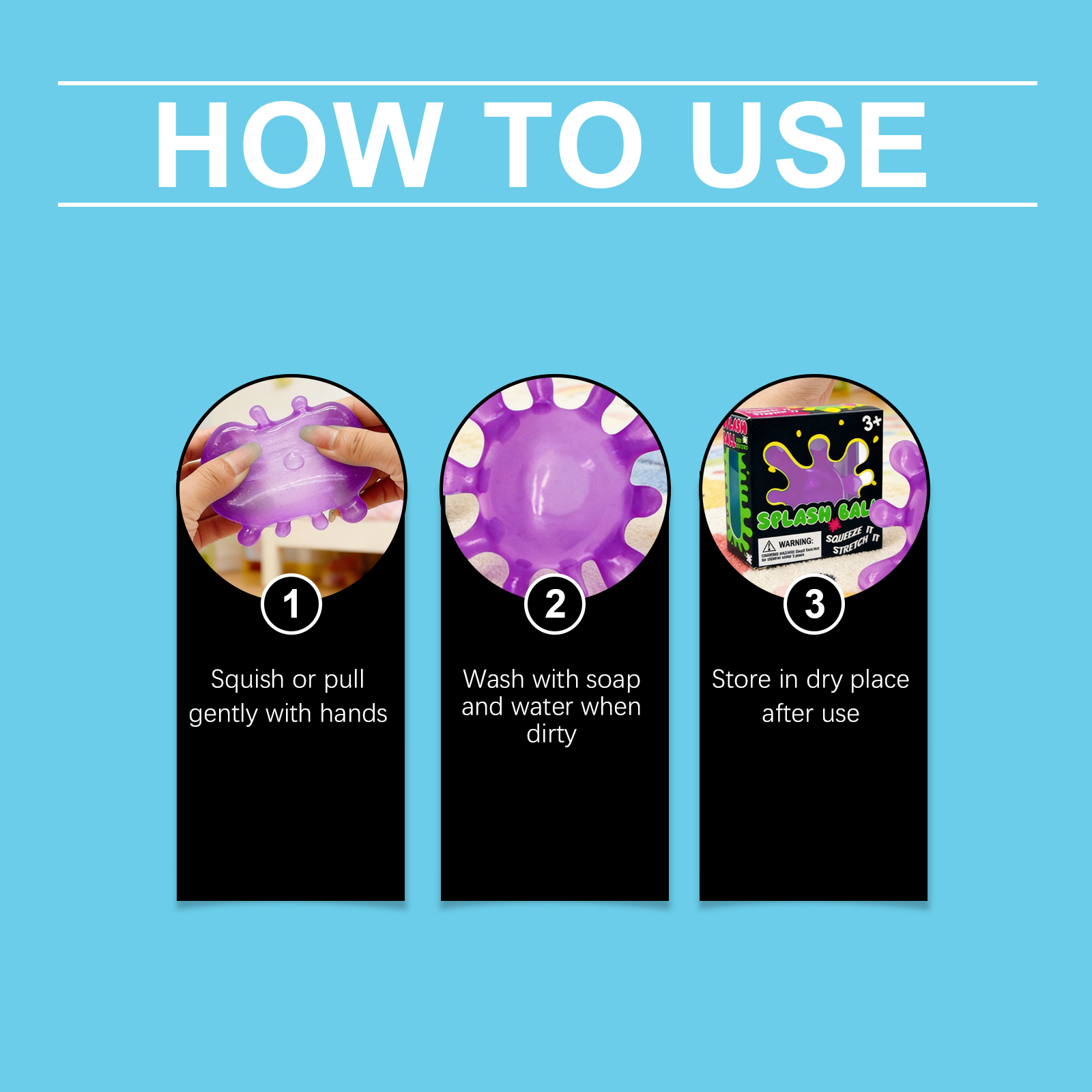 (Blue) Stress Ball Blue Splash Shaped Fun Cute Mini Slow Rebound Soft Non Sticky Portable Healing Sphere