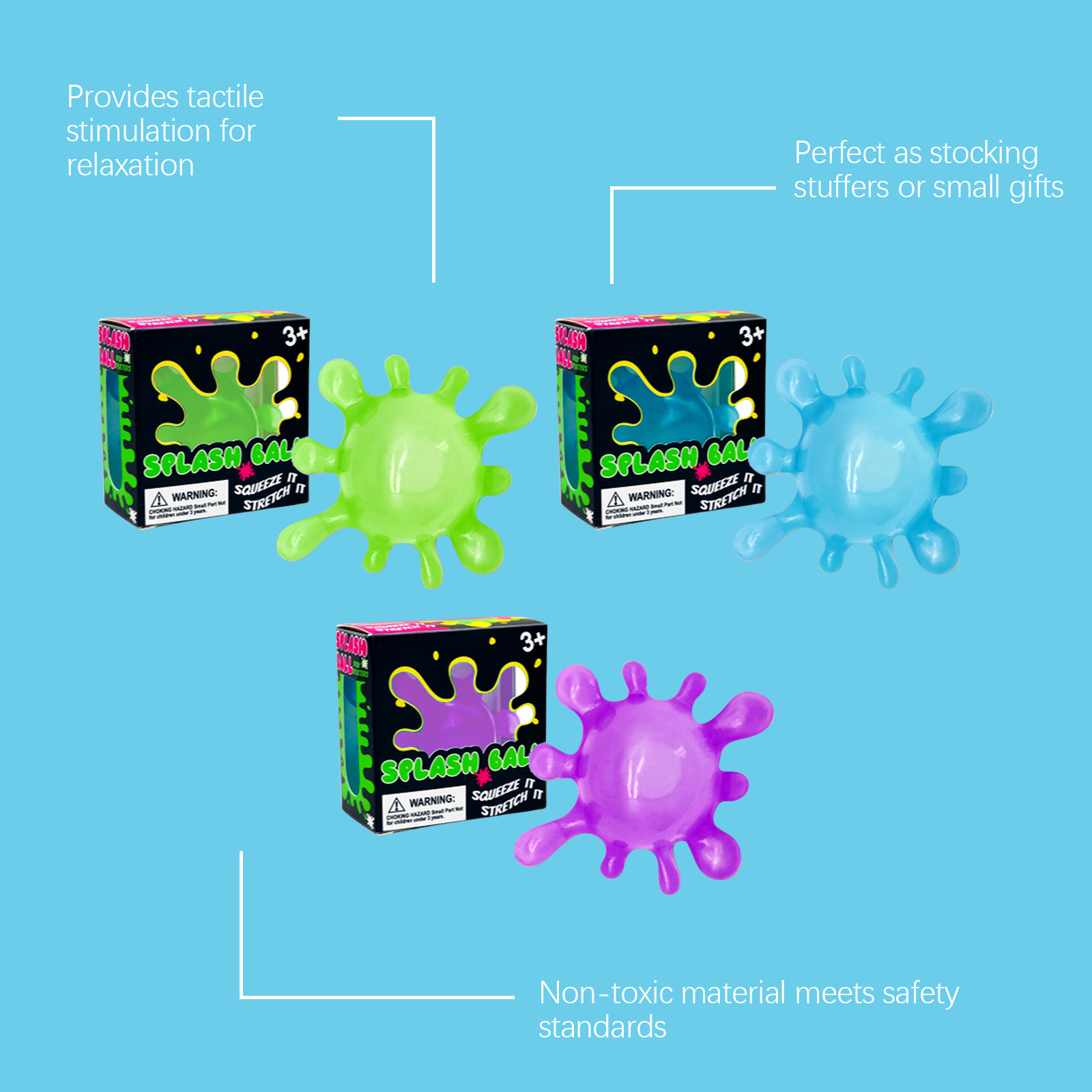 (Blue) Stress Ball Blue Splash Shaped Fun Cute Mini Slow Rebound Soft Non Sticky Portable Healing Sphere