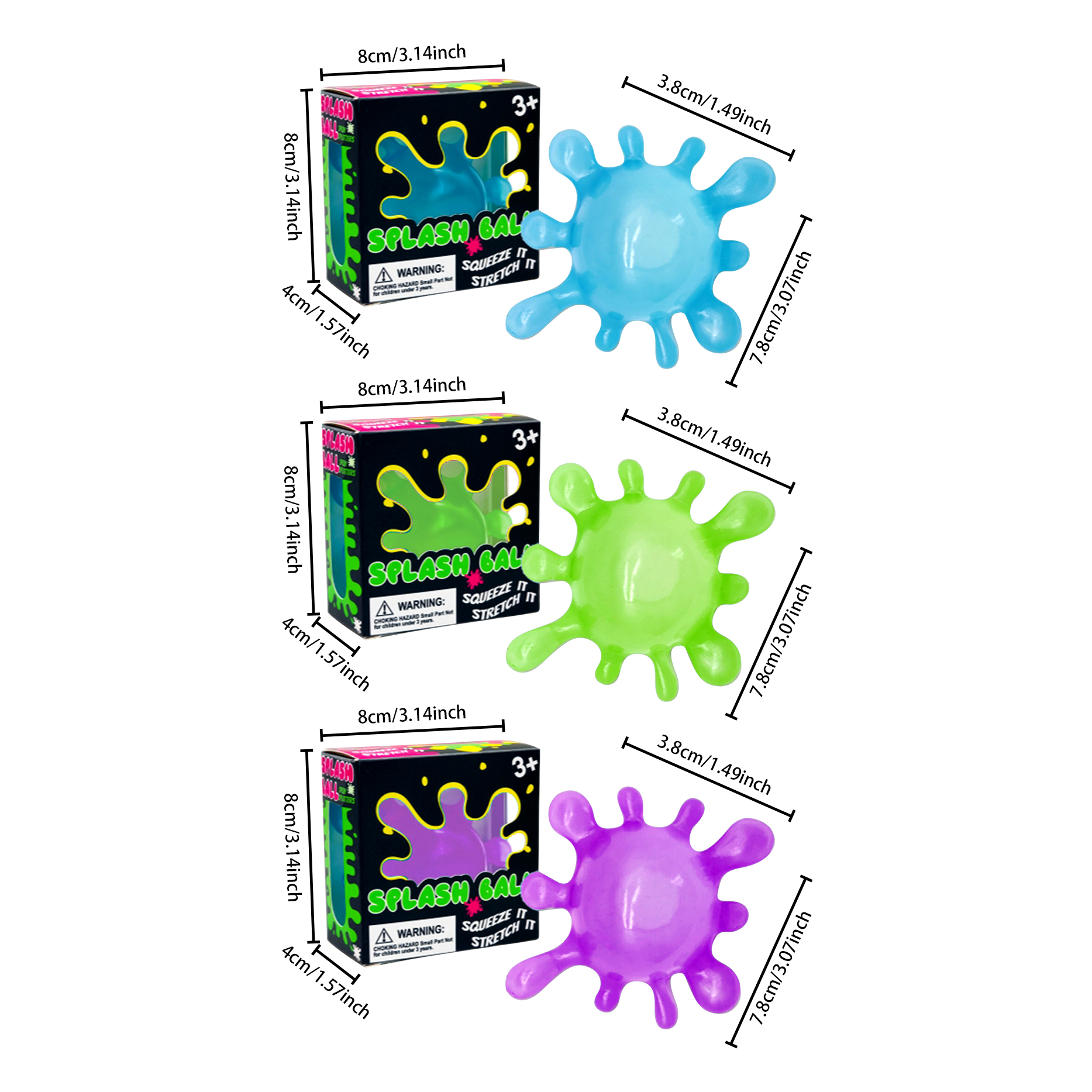 (Blue) Stress Ball Blue Splash Shaped Fun Cute Mini Slow Rebound Soft Non Sticky Portable Healing Sphere