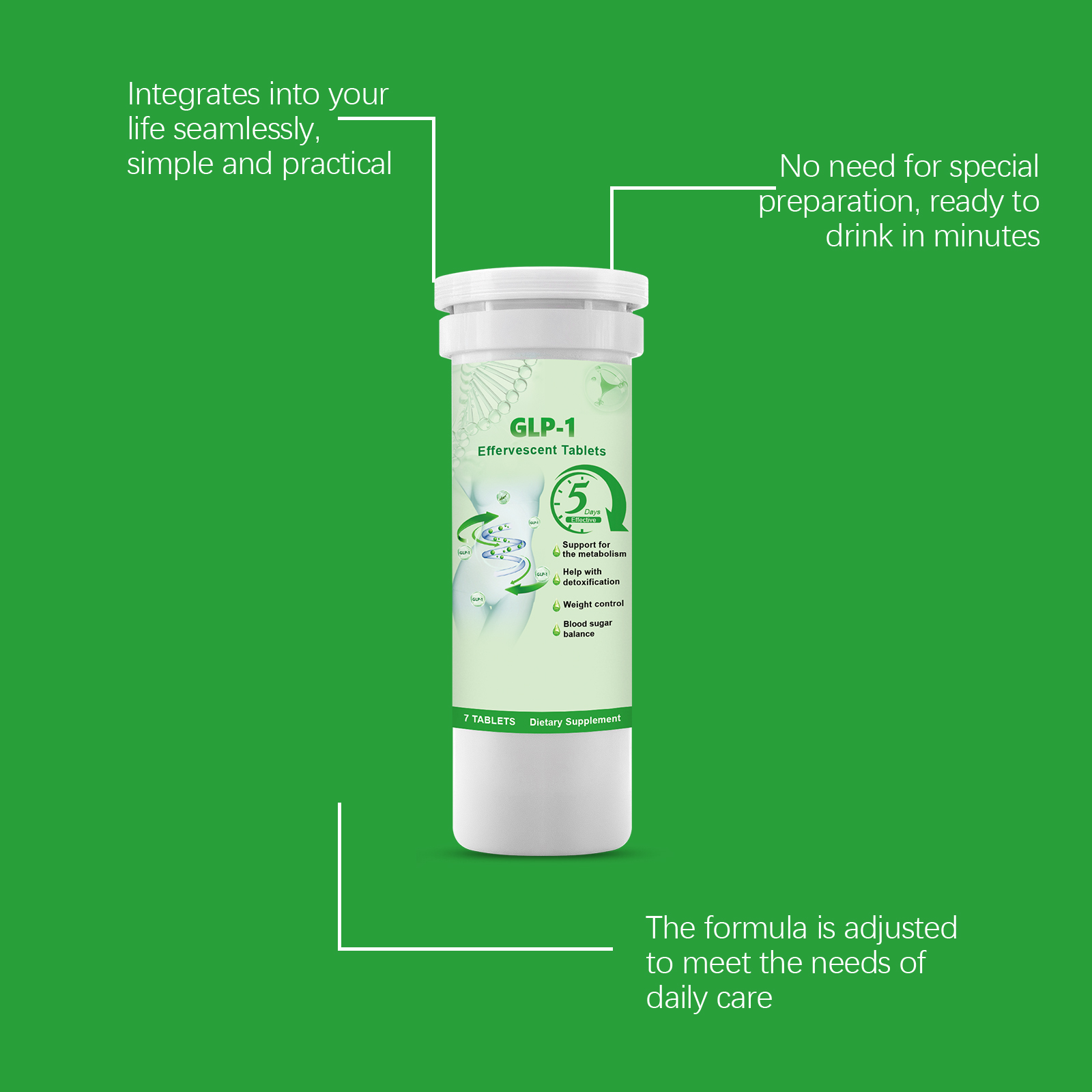Effervescent Tablets Light Figure Daily Weight Management Nutrition Supplement Easily Dissolvable Portable Home Outing