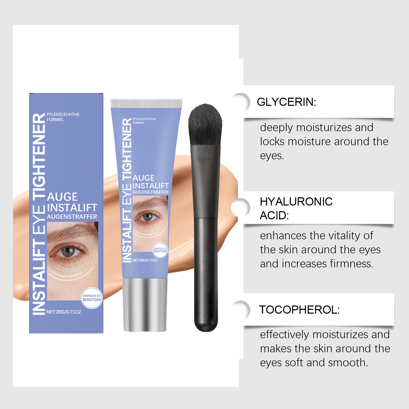Hydrating Nourishing Eye Cream Daily Moisturizing Mild Hydrating Elastic Tender Skin Eye Area Massage Care Lotion