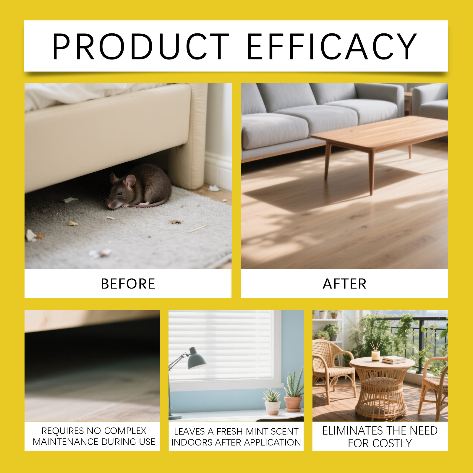 Mouse Repellent Spray Strong Effective Safe Indoor Outdoor Home Warehouse Garage Basement Attic Garden Balcony