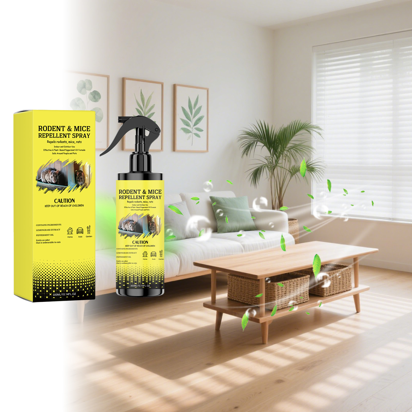 Mouse Repellent Spray Strong Effective Safe Indoor Outdoor Home Warehouse Garage Basement Attic Garden Balcony