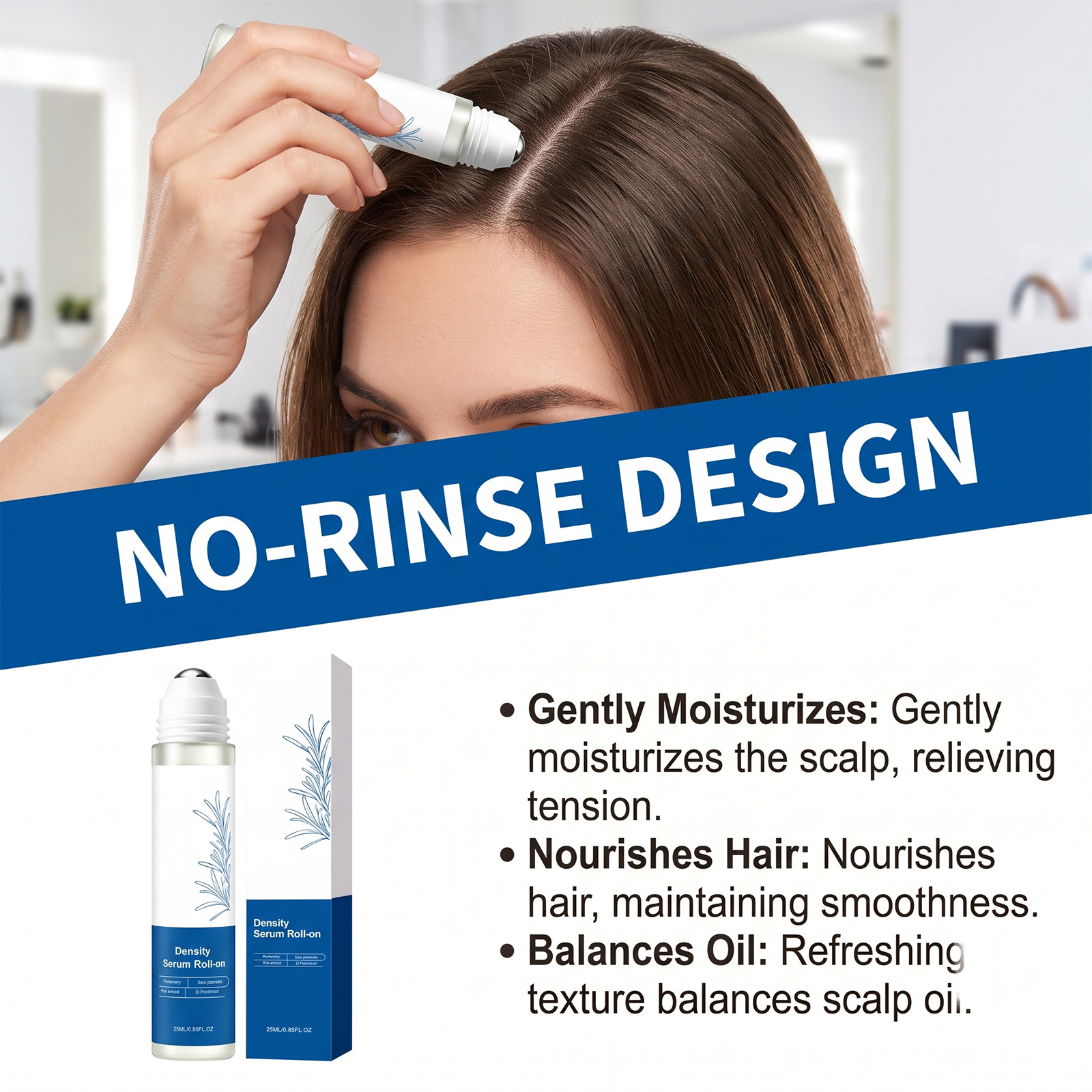 Hair Care Roller Essence Fluid Refreshing Non Sticky Rinse Free Time Saving Mini Zoned Care