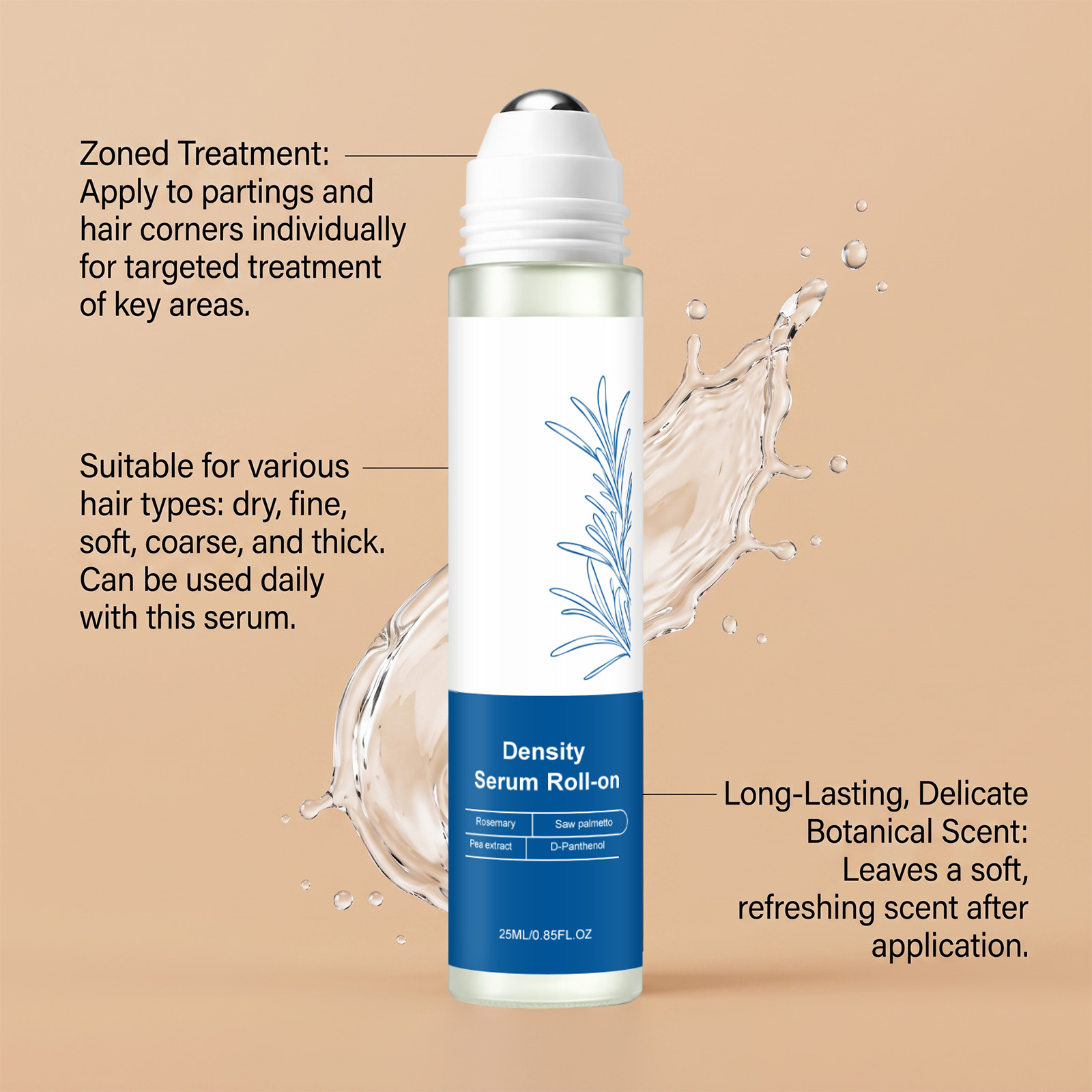 Hair Care Roller Essence Fluid Refreshing Non Sticky Rinse Free Time Saving Mini Zoned Care