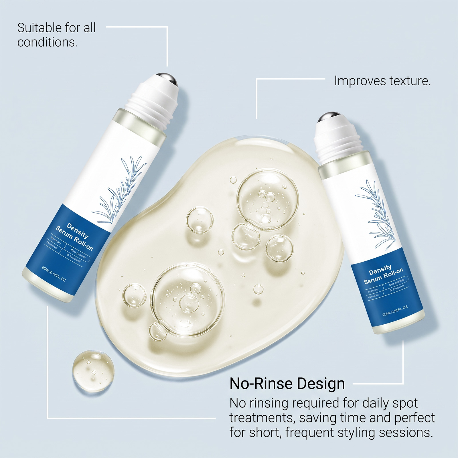 Hair Care Roller Essence Fluid Refreshing Non Sticky Rinse Free Time Saving Mini Zoned Care
