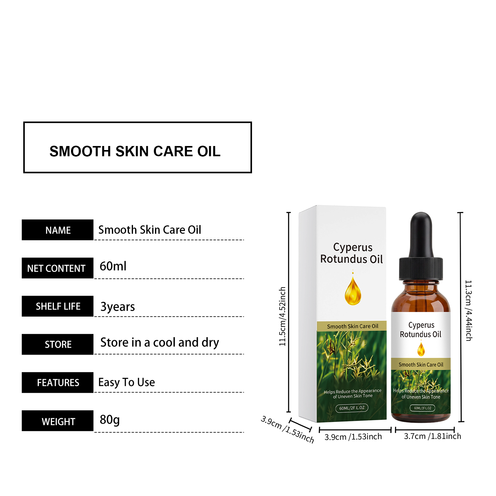 Cyperus Smooth Skin Care Oil Light Hydrating Non Sticky Soft Delicate Full Body Daily Treatment