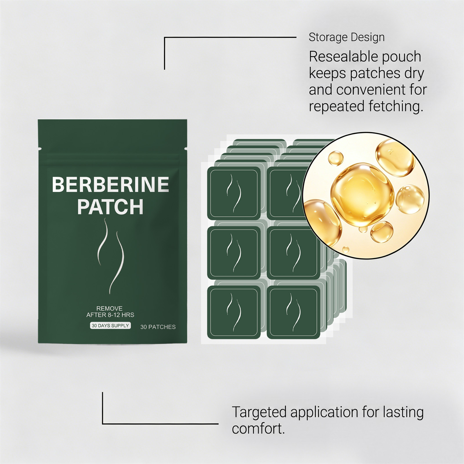 Berberine Care Patch Gentle Skin Nourish Figure Slim Light Fit Daily Navel Treatment Sticker
