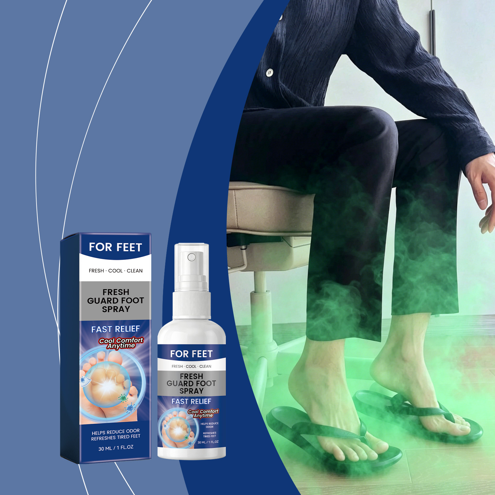 Cool Foot Spray Daily Clean Skin Odor Fresh Moist Long Last Fragrance Comfort Foot Care