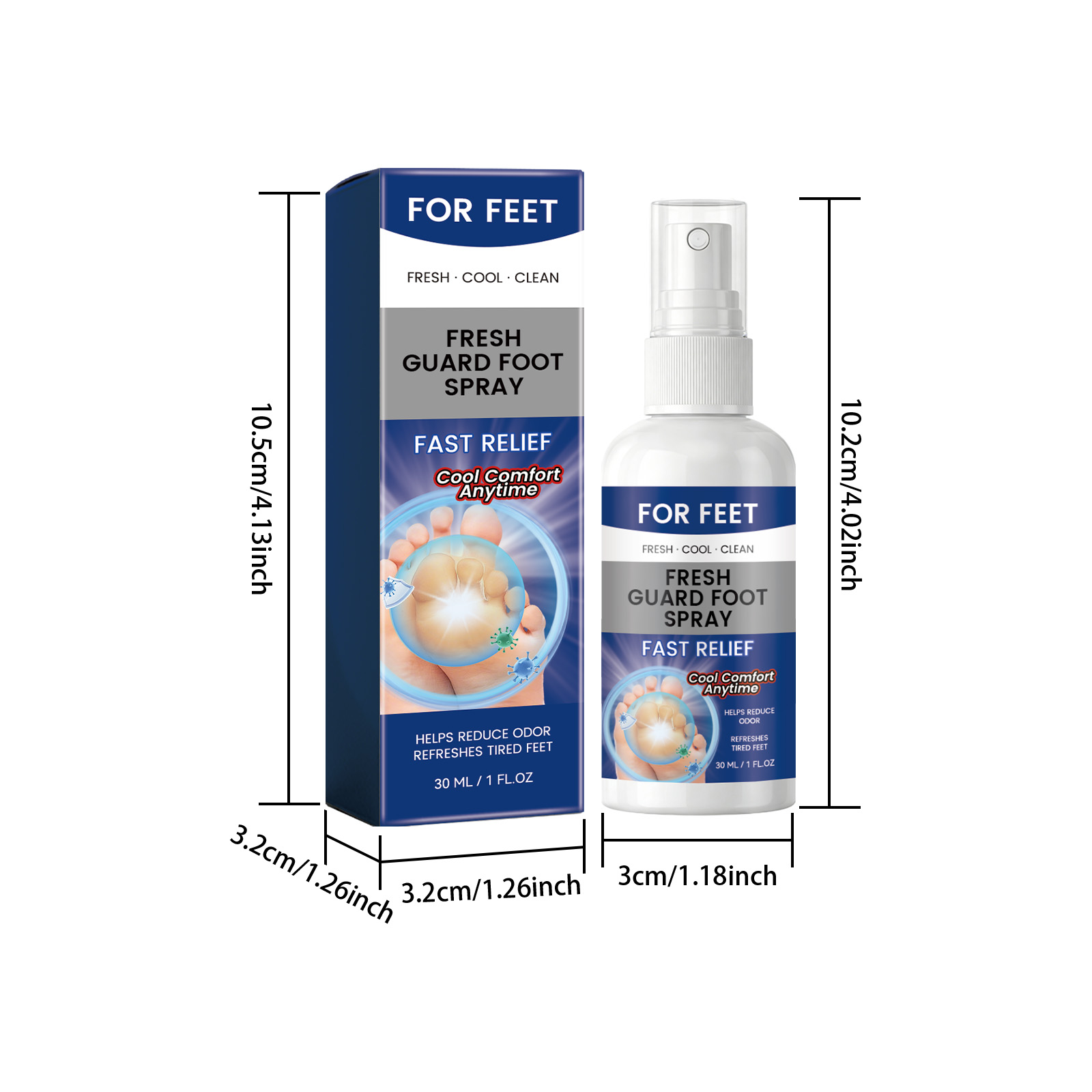 Cool Foot Spray Daily Clean Skin Odor Fresh Moist Long Last Fragrance Comfort Foot Care