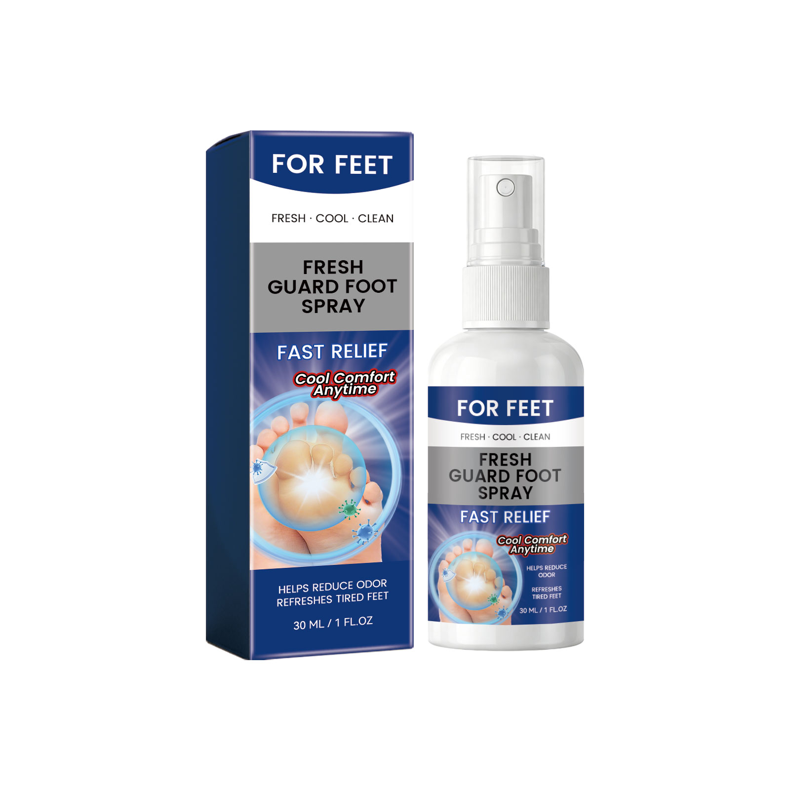 Cool Foot Spray Daily Clean Skin Odor Fresh Moist Long Last Fragrance Comfort Foot Care